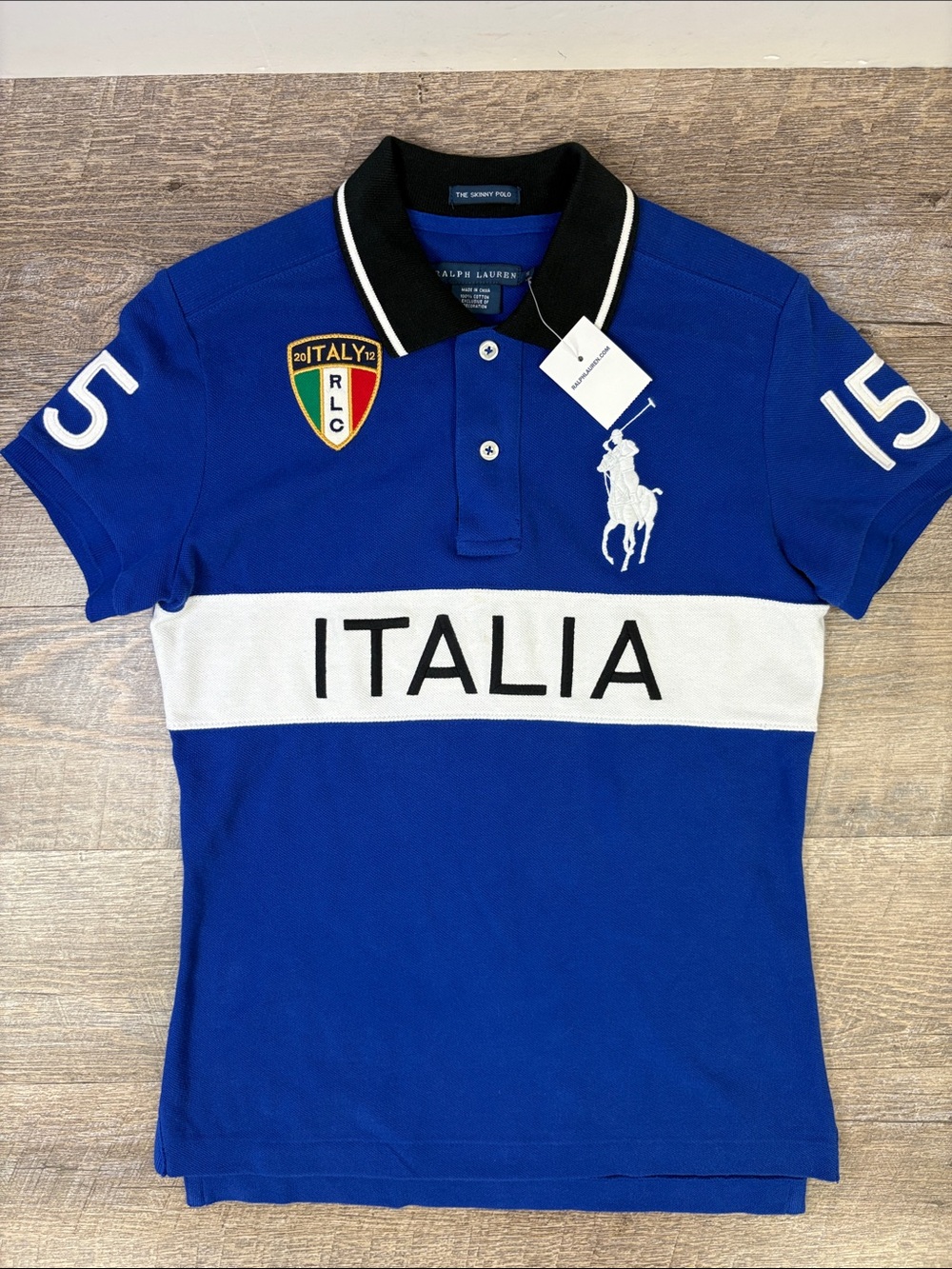 Ralph Lauren Italia Big Pony Skinny Polo Shirt NWT Women’s Small Blue Rugby